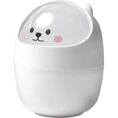 Poubelle Mini Poubelle Multifonctionnelle Réutilisable Pratique Bureau Belle Bande Dessinée Panier De Stockage Des Ordures pour Intérieur Blanc