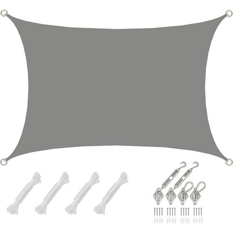 2x3m Sonnensegel Rechteckig Wasserdicht - Sonnenschutz Segel Set mit Befestigung