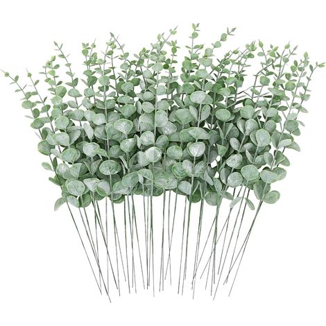 Lot de 36 tiges d'eucalyptus décoratives de 38 cm, feuilles d'eucalyptus artificielles, pour centre de table de mariage, arrangement floral (1/5)