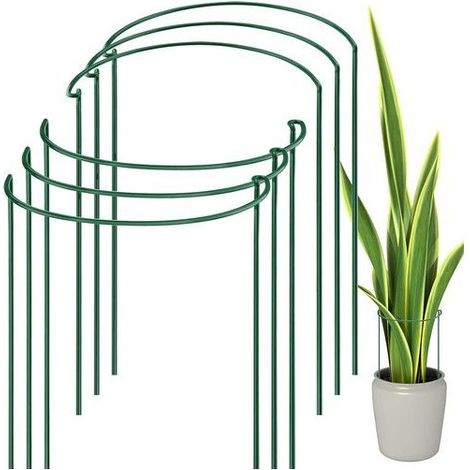 Tuteurs ronds pour plantes - Lot de 6 pièces - Largeur 25 cm - Hauteur 40 cm - Diamètre 4 mm - Acier robuste (1/5)