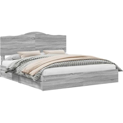 Lit coffre Sonoma gris 200 x 200 cm en bois d'ingénierie (1/5)