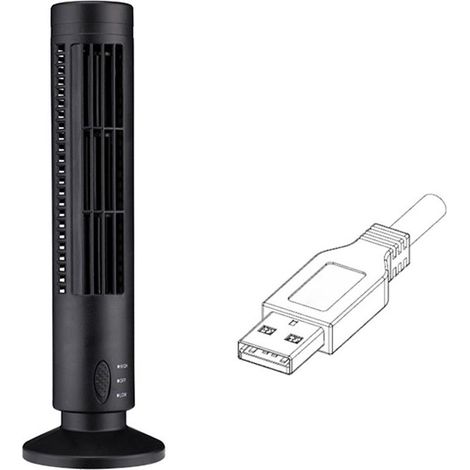 Ventilateur tour sans pale USB Mini, 2 vitesses et modes, ventilateur sur pied pour chambre salon bureau maison noir (1/5)
