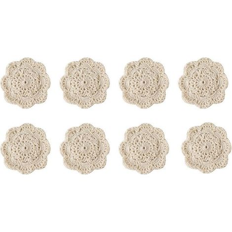 Napperons ronds en dentelle au crochet de 10 cm, paquet de 8 (1/5)