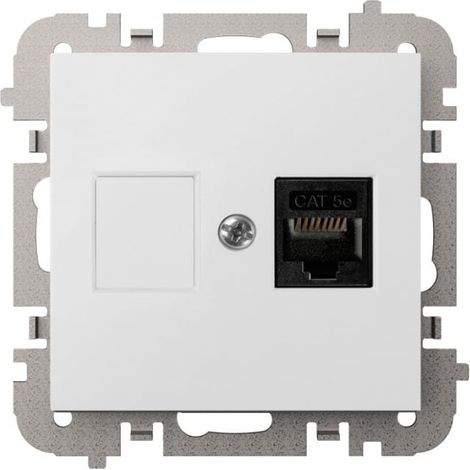 Prise informatique Vestra simple RJ45 sans cadre, encastrée, IP20, blanche, 3848-10