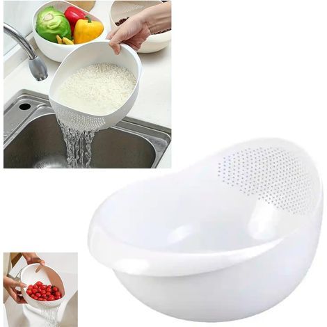 Ciotola per lavare il riso, scolapasta, scolapasta, lava frutta e verdura, cestello per la cottura a vapore, cestello per scolare, setaccio e servi (scolapasta per riso e lenticchie) (1/5)