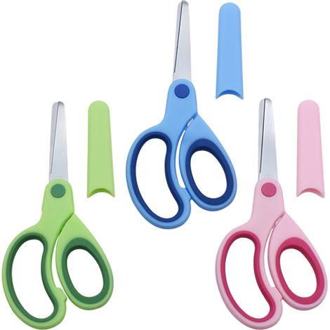 3 ciseaux pour enfants, pointe fine, acier inoxydable, poignée ergonomique souple, 15 cm, pour école et loisirs créatifs (1/5)