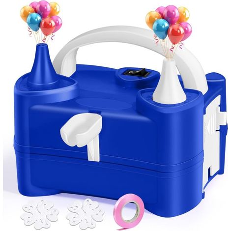 Pompe à Ballons Électrique, Gonfleur Ballon Portable avec 4 Accessoires, Pompe à Air Electrique avec Gonfleur à Double Buse, Pompe Ballon d'anniversaire, Fête, Décoration de Noël