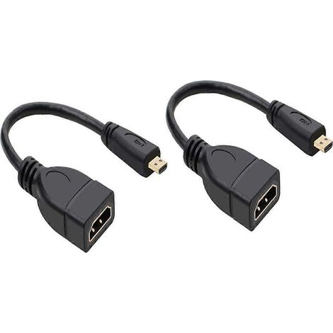 2 câbles de transmission de données Micro HDMI compatibles vers HDMI compatible, norme version 1.4, compatible 1080p (1/5)