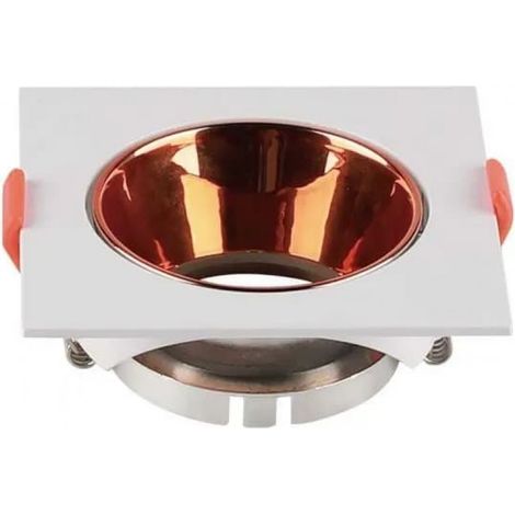 Foco LED empotrable cuadrado V-TAC GU10, cuerpo blanco, reflector oro rosa