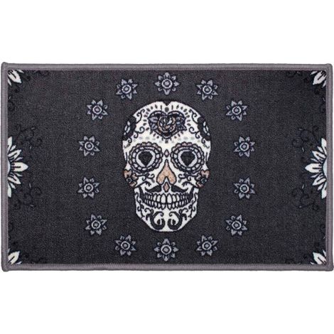 Tapis Déco Imprimé "Ernesto" 50x80cm Noir