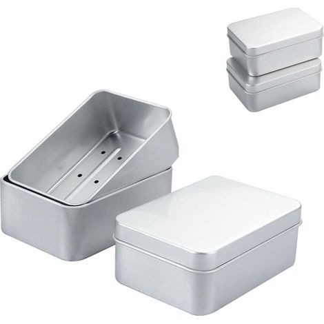 3 Pieces 180ML Soap Box, Double Layer Design, Aluminum Soap Box, with Lid and Drainage Grid