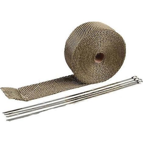 Ruban isolant thermique en titane magma 1,5 mm x 25 mm x 5 m + 4 attaches de câble en acier inoxydable noir pour l'isolation thermique du collecteur d'échappement de moto (1/5)