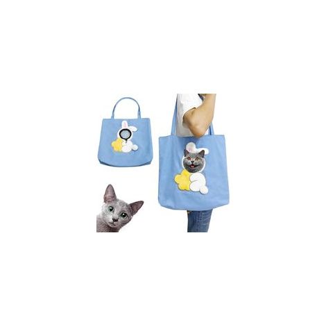 Hasenförmige Canvas-Schultertasche mit Ausgießer, ideal für Spaziergänge mit Ihrem Haustier. (Hase – Größe L) – Crezuo