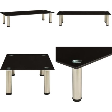 TV-Tisch 80x35x17 cm Schwarz Hartglas - Fernsehtisch - Hartglas-Tisch (1/5)
