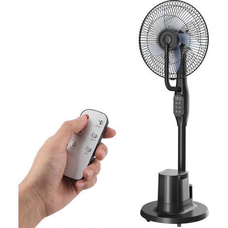 Ventilateur brumisateur silencieux 90W sur pied 128cm oscillation 70° 3 vitesses 3 modes minuterie noir