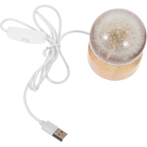 Lampe Boule de Cristal Gravée Pissenlit avec Socle Massif (1/5)