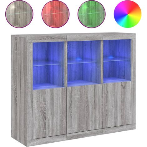 Maison Exclusive - Aparador con luz LED 3 pzas madera de ingenier (1/5)