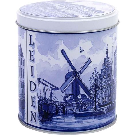 Bote de metal azul y blanco D10x11,5h cm (1/5)