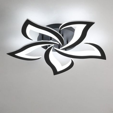 Moderne 48-W-LED-Deckenleuchte aus schwarzem Acryl, in Form einer Schwalbenblüte, mit 5 Leuchtenköpfen (weißes Licht) (1/5)