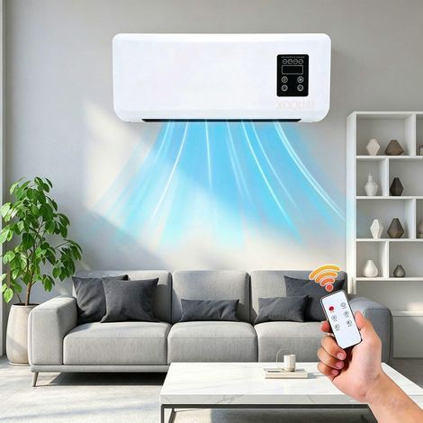 Ventilateur Mural Avec Télécommande,Climatiseur Mural Réversible Split,Climatiseur Sans Unité Extérieure,Air Conditioner(Blanc)