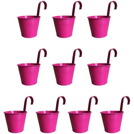 10 Hängepflanzgefäße mit abnehmbarem Haken, Metall-Wandtopf für Zäune, 10er-Set.