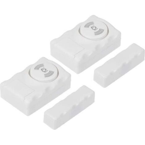 Lot de 2 alarmes de porte antivol sans fil avec capteur à faible consommation, idéales pour le couloir, la salle de bain et la cuisine. (1/4)
