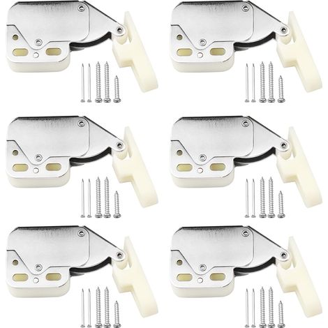 Lot de 6 mini verrous à pression pour poignées de porte, fermeture à ressort. (1/5)