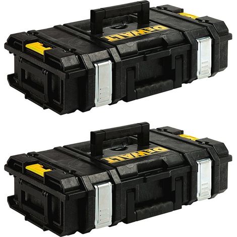Dewalt – Pack de 2 coffrets de rangement pour outils – Coque renforcée 4mm – Étanchéité IP65 – Loquets métalliques – Poignées bi-matière (1/2)