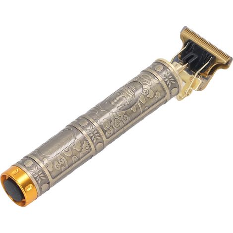 Ensemble de tondeuse à cheveux professionnelle à lame en T, comprenant une base de chargement assortie, une tondeuse à cheveux portable et un support de chargement orné d'une image de Bouddha. (1/5)