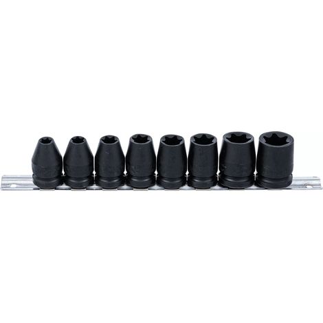 8 douilles choc impact profil e (1/2) e10, e12, e14, e16, e18, e20, e22, e24