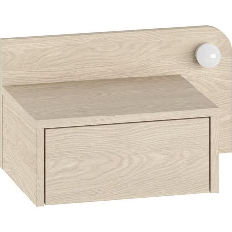 Nachttisch mit Glühbirne aus Holz "Dotta" - 52 x 30 x 28 cm - Beige