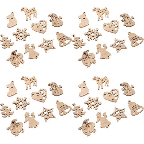 50 pièces de rondelles de bois naturel pour décoration de Noël, découpes de sapin en bois brut. (1/5)