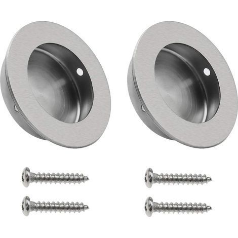 2pcs Poignées Encastrées Rondes en Acier Inoxydable 304 Brossé Circulaire Affleurante Tirer Armoire Cachée Boutons de Porte Coulissante avec Vis (1/5)