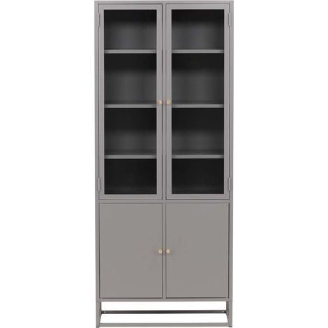 Bakal Vitrinenschrank 2 Glastüren, 2 Türen hellgrau.