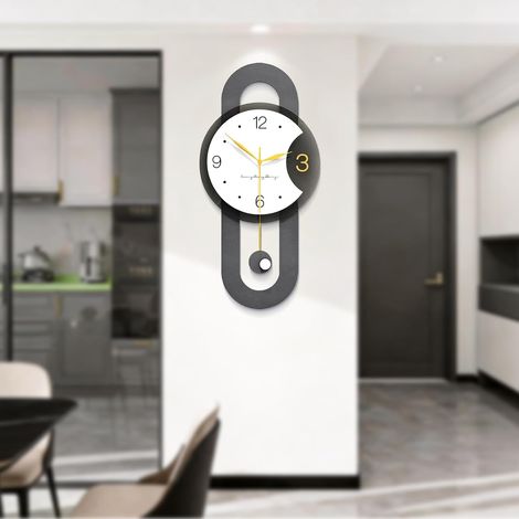 Grande Horloge Murale Moderne, Minimaliste Pendules Murales Silencieuse, Créativité Décorative Horloge à Quartz sans Tic Tac, pour Salon Chambre Bureau Cuisine Etude (1/5)
