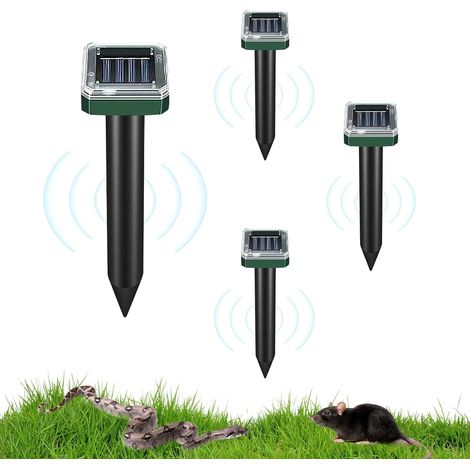 Répulsif Solaire pour Taupes (4 Packs), répulsif pour Les Taupes, répulsif Taupe Solaire étanche, Anti-Taupe ultrasons solaires, répulsif pour Serpent, échiquier Taupe,Répulsif à Taupes à ultrasons