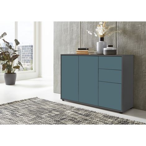 BMG Möbel Kommode »Mailand 10 in Anthrazit mit Petrol Fronten, Schubladenkommode Anrichte Sideboard