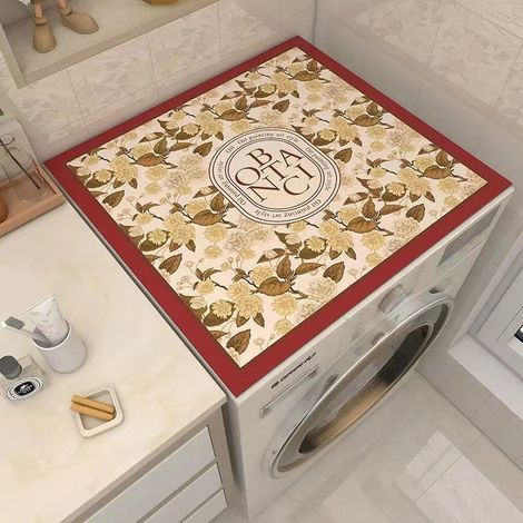 Staubschutzhülle für Frontlader-Waschmaschine, nordischer Stil – rutschfeste Isoliermatte für Kühlschrank, Nachttisch und Mikrowelle – Blumenmodell (60x60 cm)-lsw