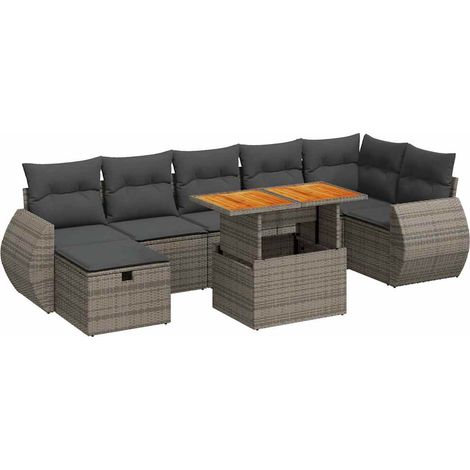 vidaXL Set Divano Giardino 5 pz con Cuscini Grigio Polyrattan Acacia (1/5)