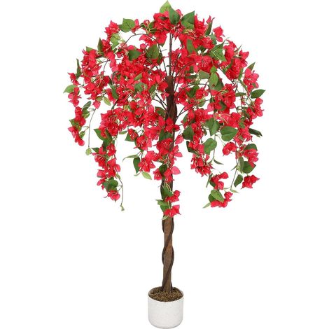 Bougainvillier Artificiel 120 cm avec Tronc Naturel - Fleurs triplées Roses, Plante Artificielle réaliste en Pot pour Jardin, Balcon et Appartement (1/5)