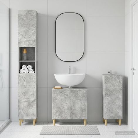 vidaXL 3 Piece Bathroom Cabinet Set DELFT Concrete Grey (1/5)