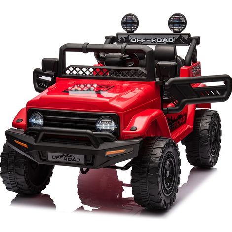 Voiture électrique enfant 12V, 2 places - Suspension à ressort, 3 vitesses, télécommande parentale - LED, sans fil - Idéale pour 3-8 ans - Couleur : rougeur (1/5)