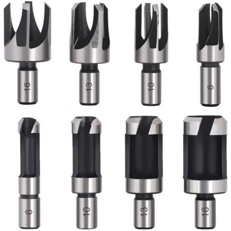 FENOPLASTICATourillon Bois 8PCS HSS Foret Bois Fraise Bouchonner Bois outil de coupe bois Mches des Bouchons Wood Plug Cutter Drill Bits 6mm /10mm/13mm/16mm Petite Fraise Bois Pour Perceuse (1/5)