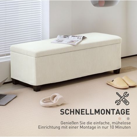 Aufbewahrungsbank 112x42x40 cm beige, 84 L Stauraum, Polyesterbezug, Stahlbeine MEUBLIV (1/5)