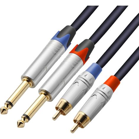 RCA vers Jack 6,35mm Câble, 2 x RCA mâle vers 2 x jack mono Audio Connecteur Adaptateur, 1m (1/5)