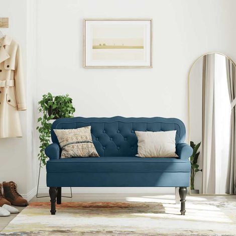 vidaXL Banc avec dossier bleu 119,5x64,5x75 cm velours (1/5)