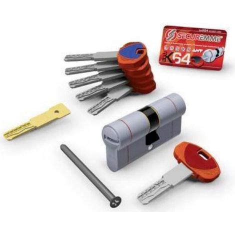 Cilindro europeo securemme chiave chiave evo k64 5 chiavi + c cantiere misura 67 (31+36)