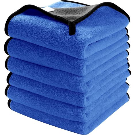 Ensemble de serviettes de lavage de voiture, chiffons absorbants en microfibre, chiffons de nettoyage et de polissage, 40 x 30 cm, bleu-gris