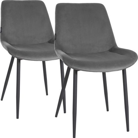 Lot de 2 Chaises de salle a manger Victoria en velours Gris (1/5)