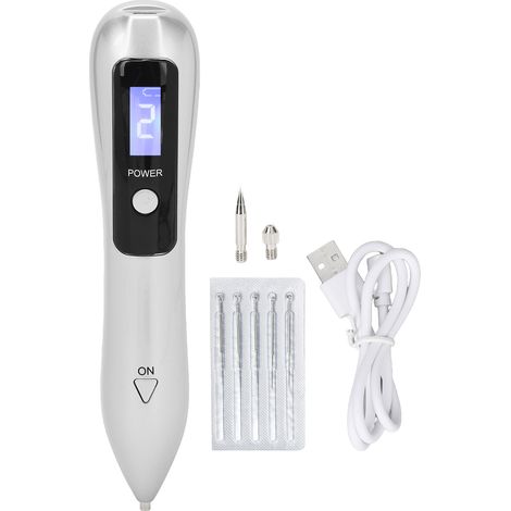 Stylo Électrique Anti-Grains de Beauté Laser, Portable USB, 800mAh, Élimination Ciblée, Argenté (1/5)